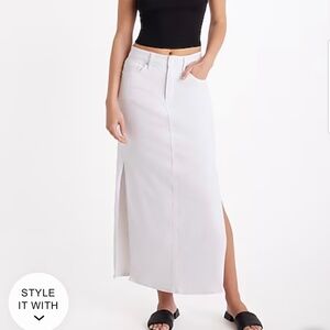 High Waisted White Denim Maxi Skirt. Size 2